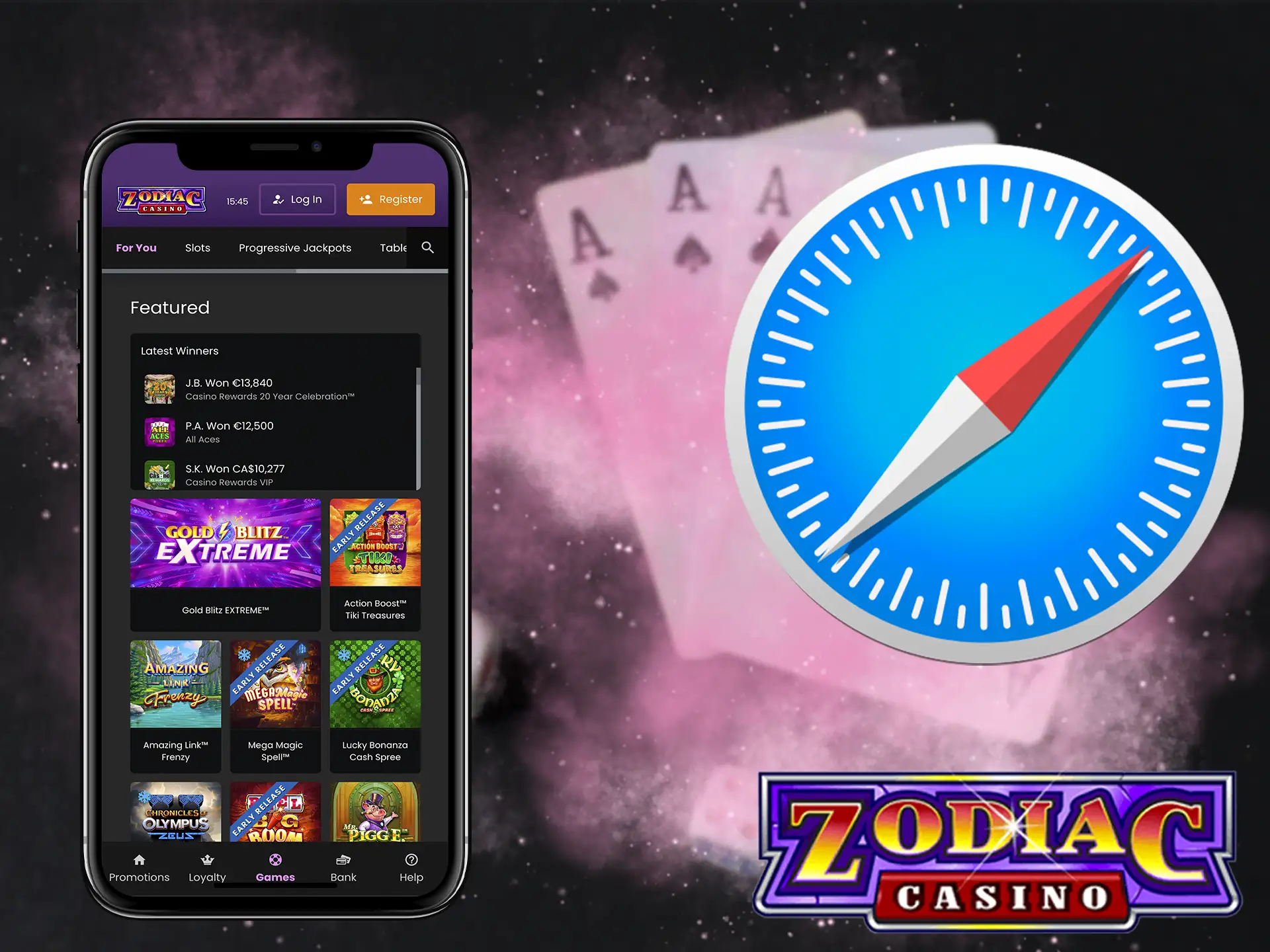 If your smartphone is not compatible with the application - this option from Zodiac Casino will help you enjoy the game.