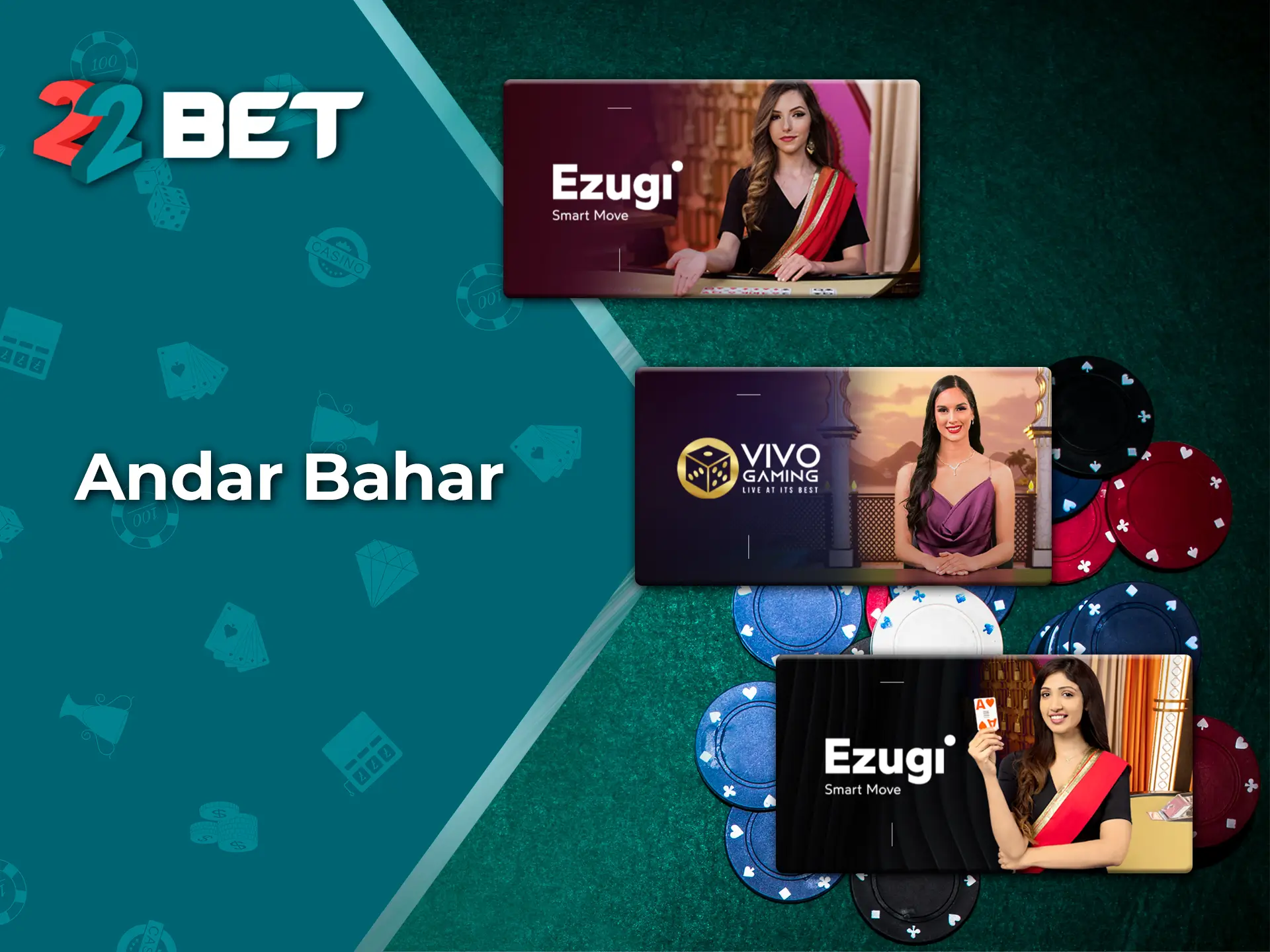 Andar Bahar is a popular game from 22Bet that allows players to win big money.