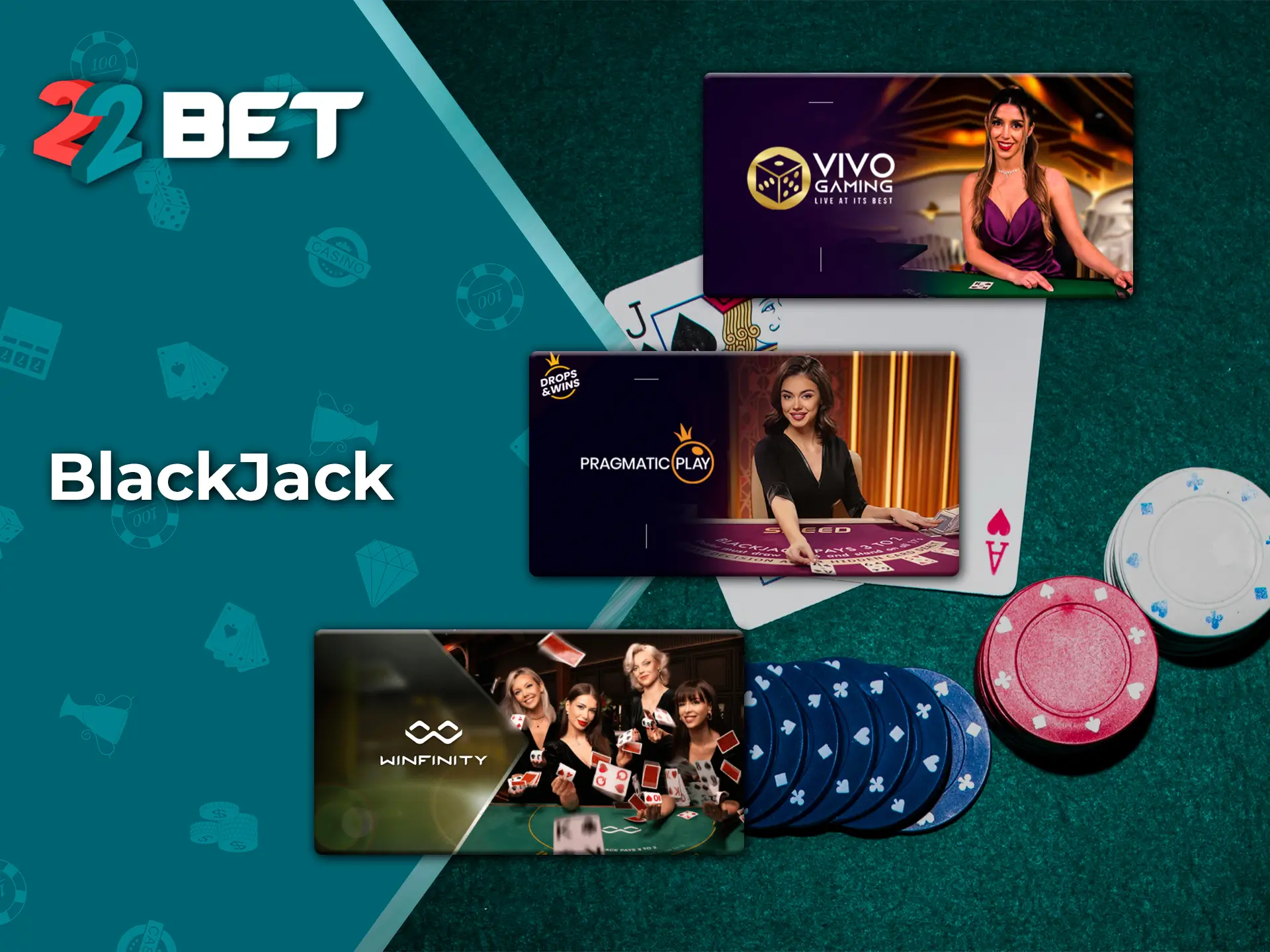 Compete with dealers when playing BlackJack from 22Bet.