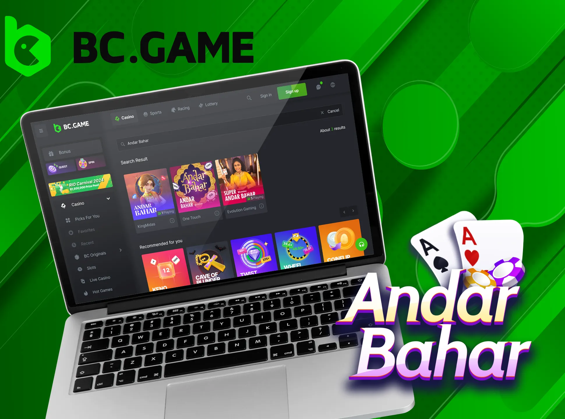 Test your luck and fortune when playing Andar Bahar from BC Game Casino.