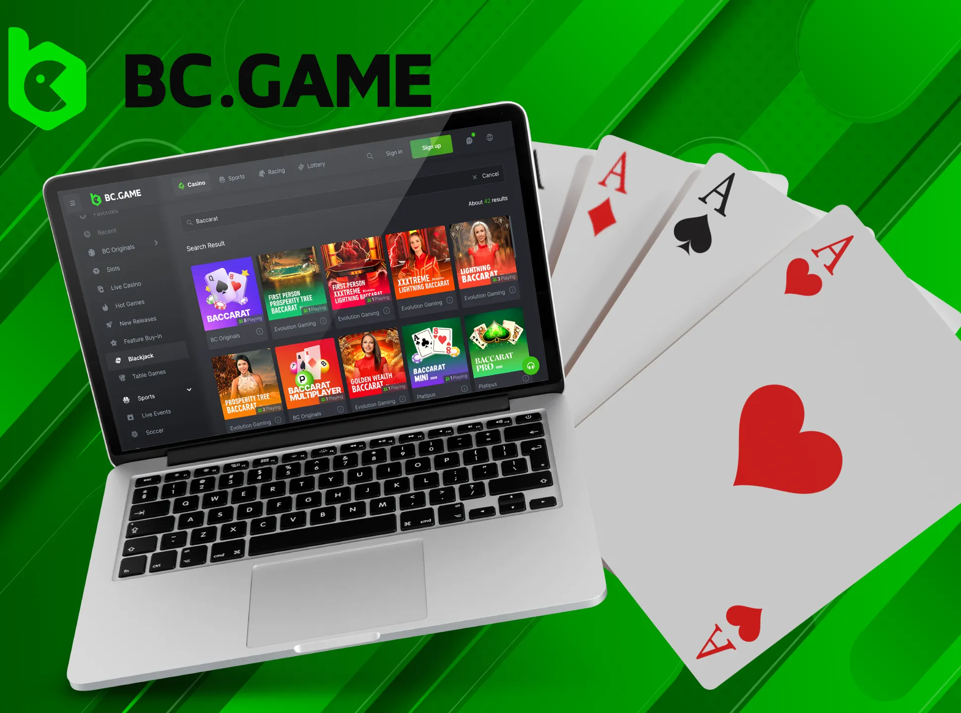 Collect the best card combinations to win in BC Game's Baccarat game.