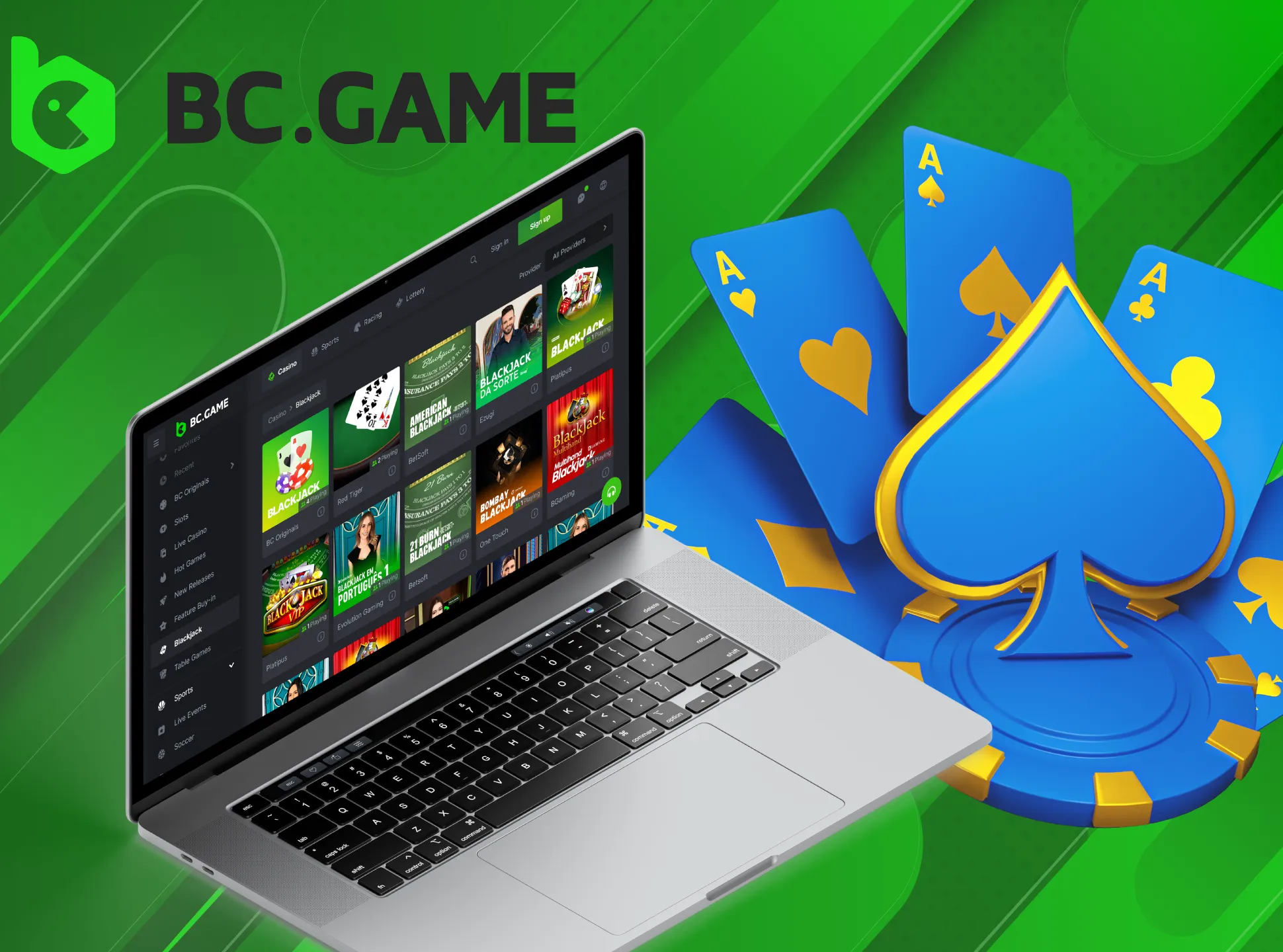 Use your skills to beat the dealer in BC Game's BlackJack game.