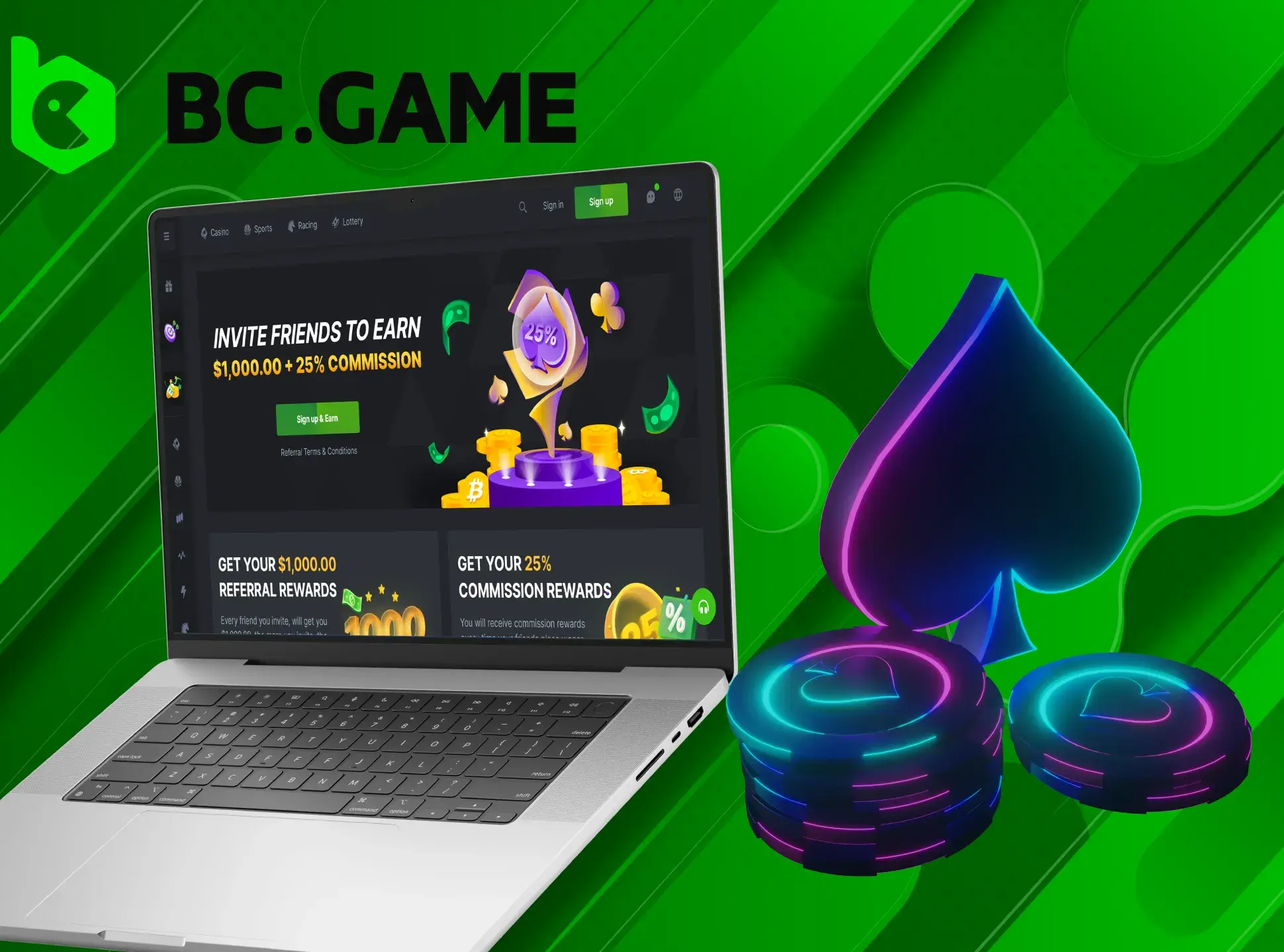 Play together with your friends and acquaintances and get big rewards from BC Game Casino.