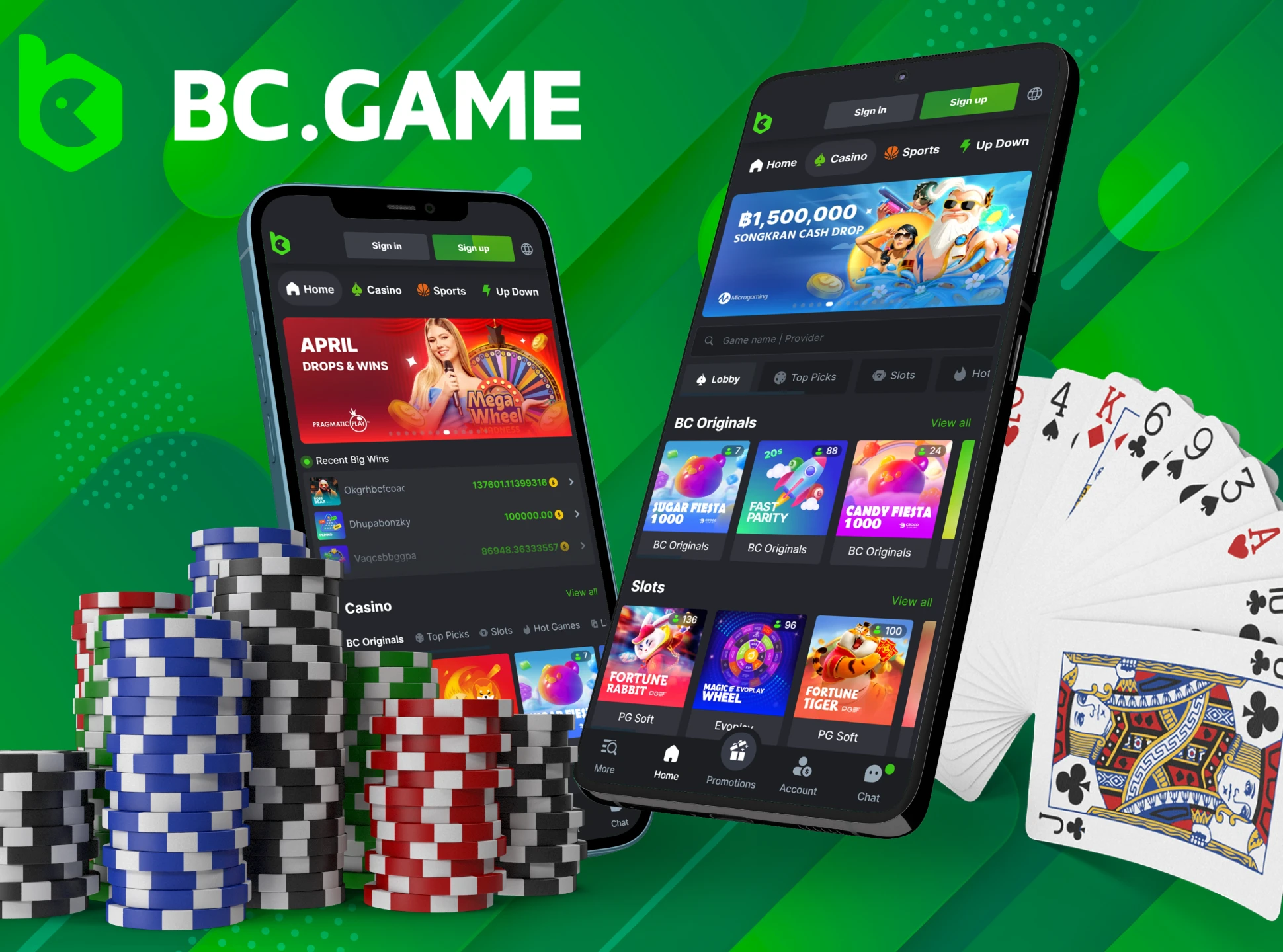 In the BC Game app you will find a variety of casino games and sporting events to bet on.