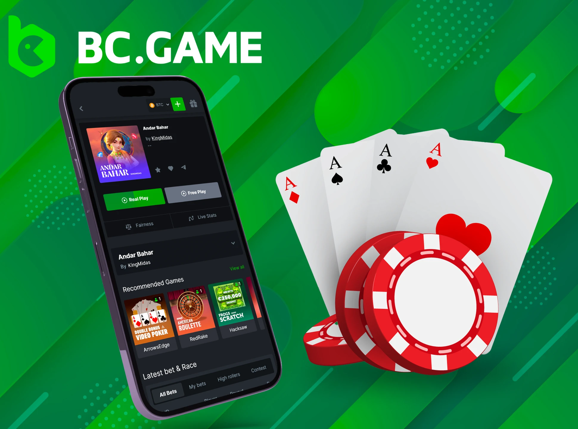 There are many Andar Bahar games available in BC Game app.