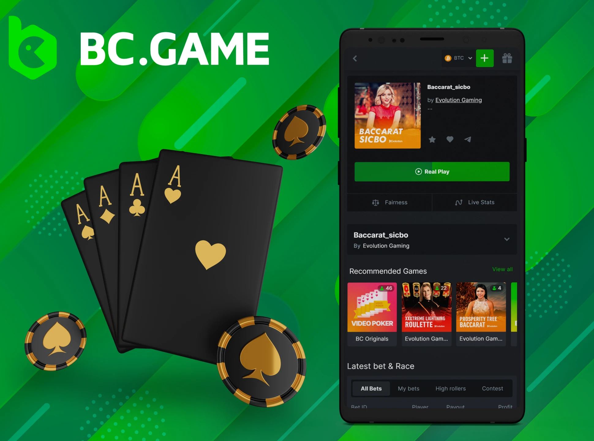 Play Live Baccarat on the BC Game app.
