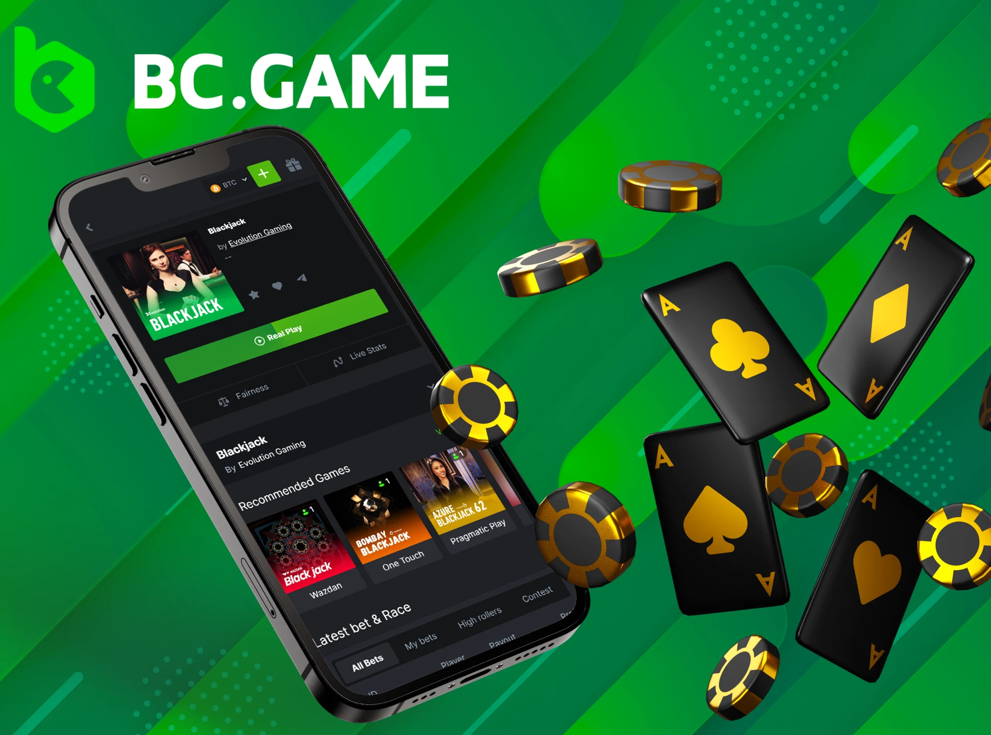 In the BC Game app you will find a variety of Live Blackjack games.