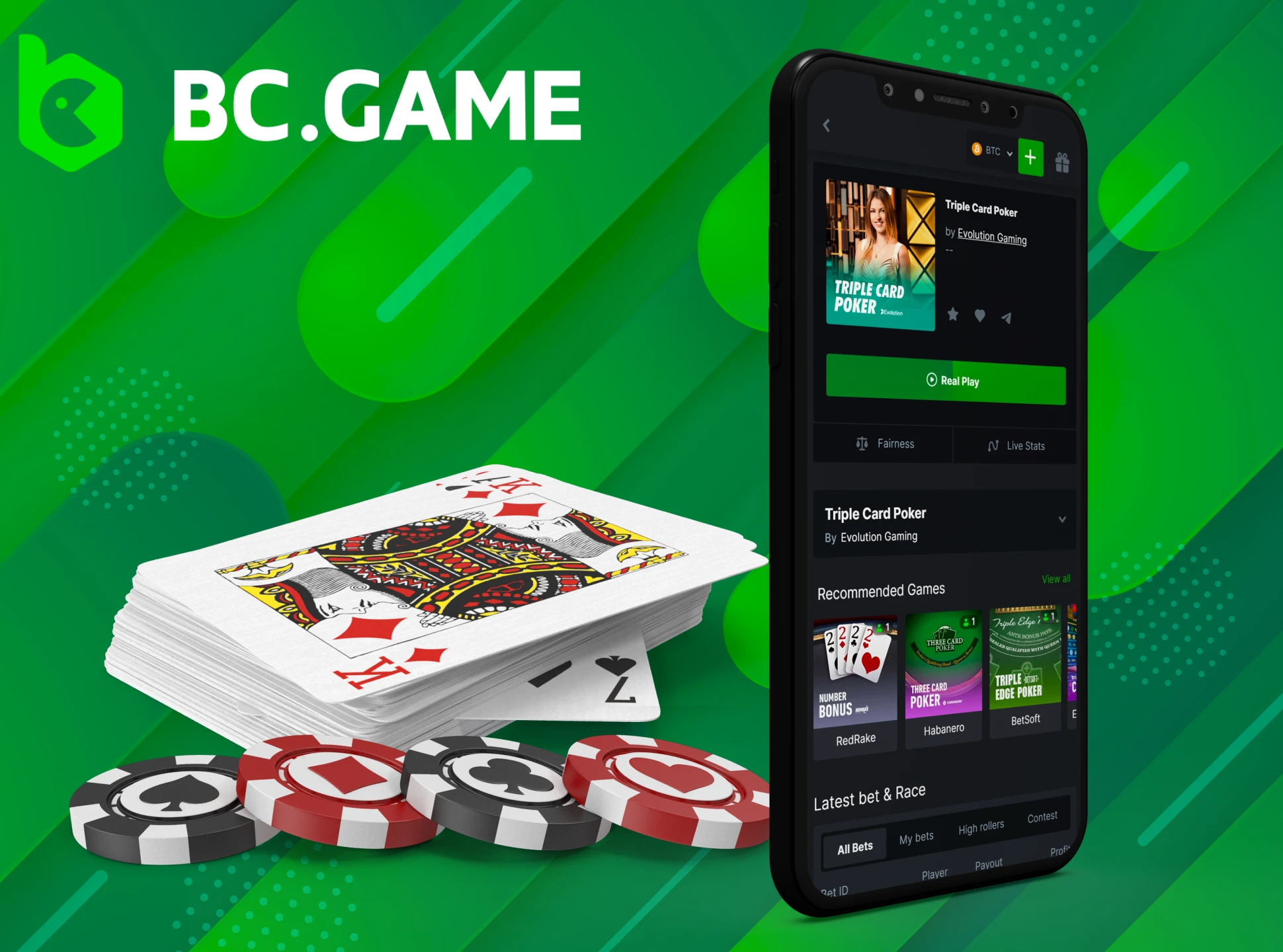 Play the most popular live poker games on the BC Game casino app.