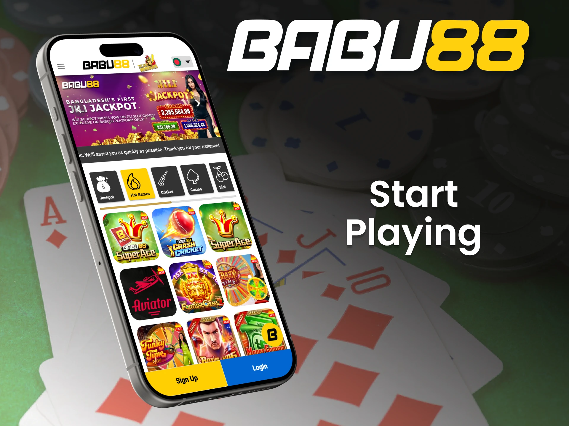 Open the Babu88 online casino on your iOS device and start gambling.