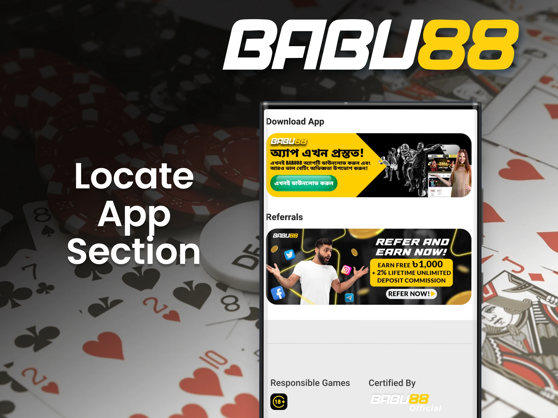Go to the app downloading section on the Babu88 website.