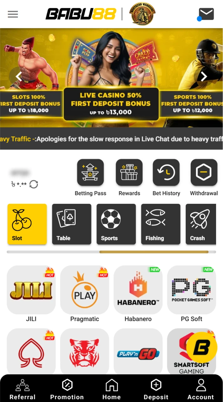 Casino section of the Babu88 app is designed for user convenience.