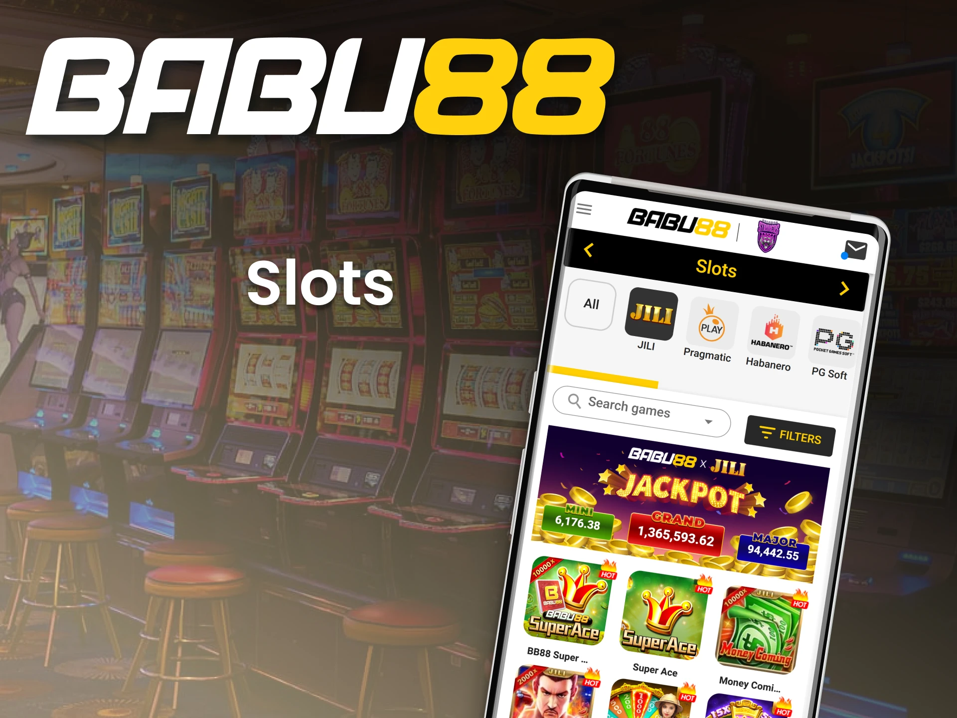 Play slot games online using the Babu88 casino app.
