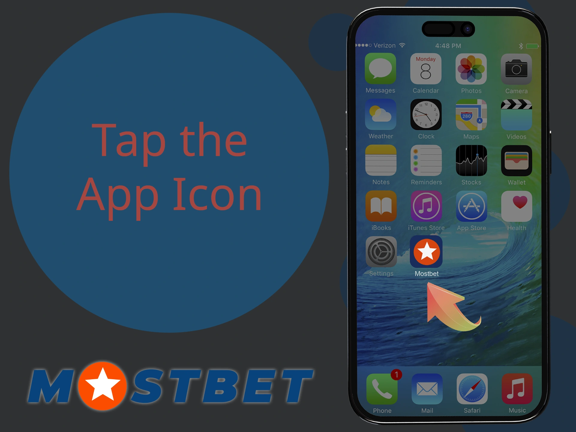 Mostbet app icon will appear on the home screen.