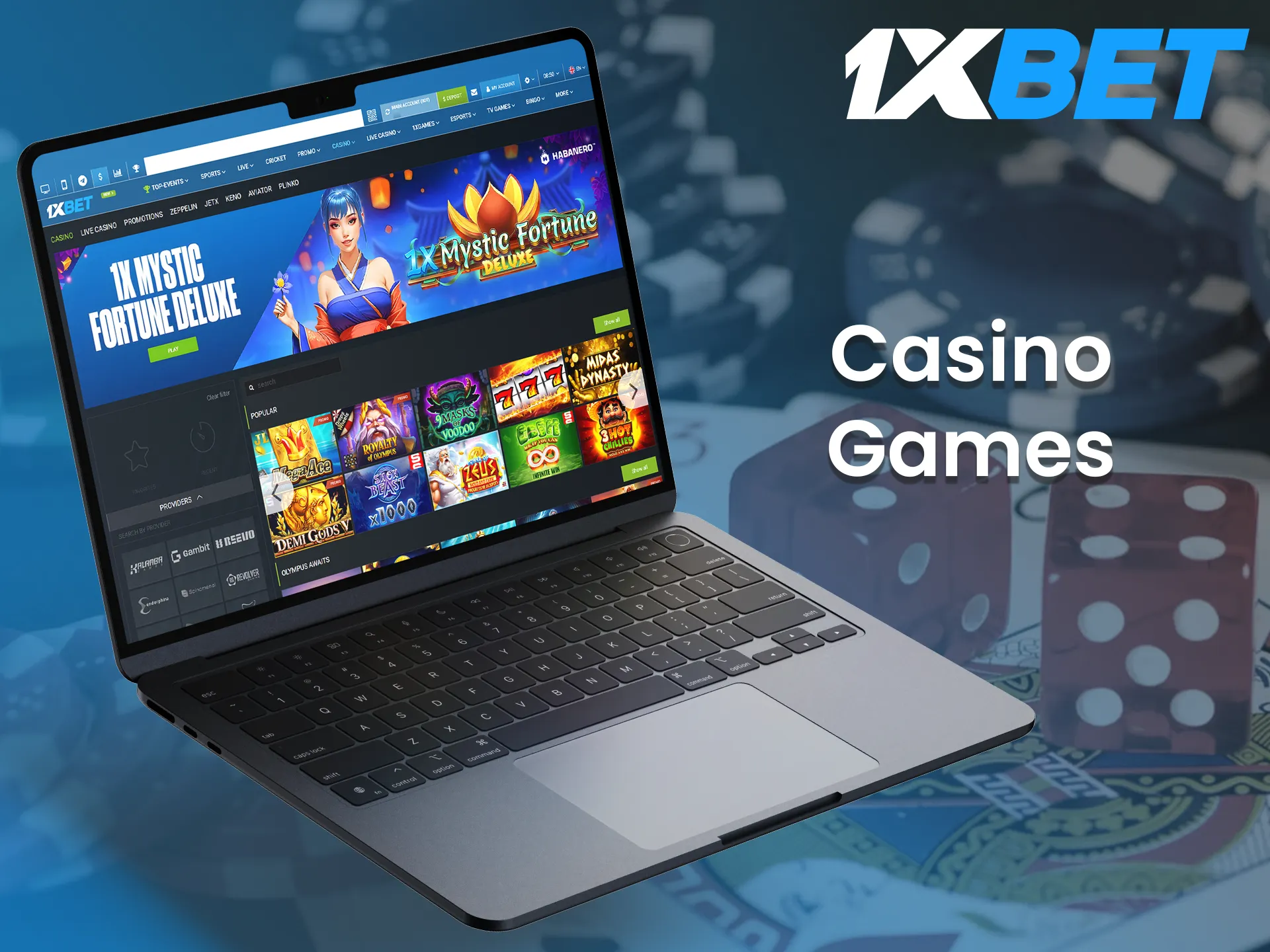 1xBet platform provides a wide range of casino games.
