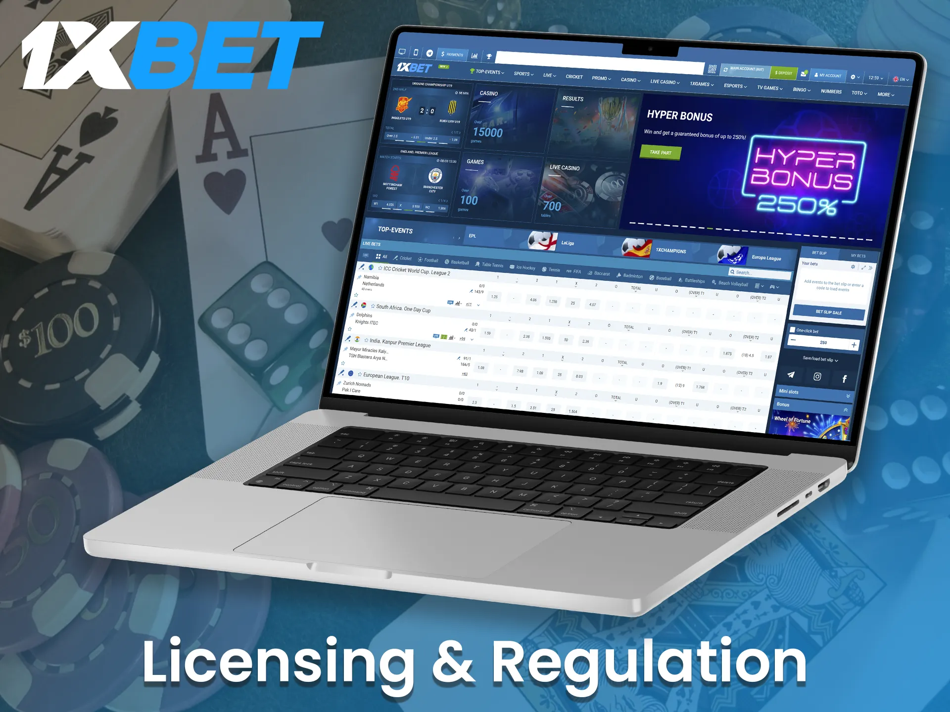 License gives the 1xBet platform a legal right to provide its services.
