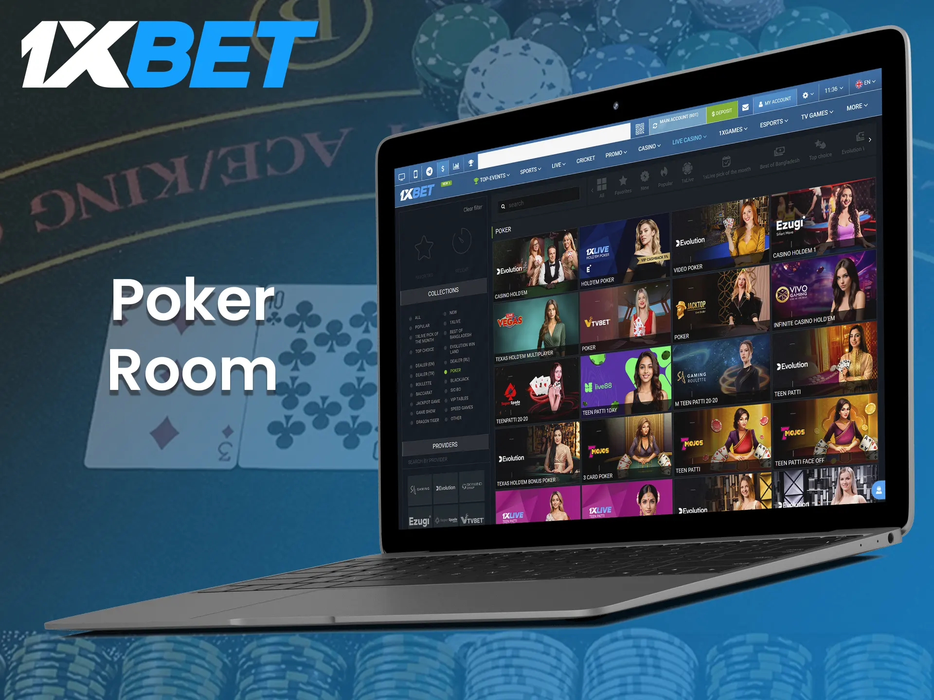 Enjoy playing poker at 1xBet casimo.