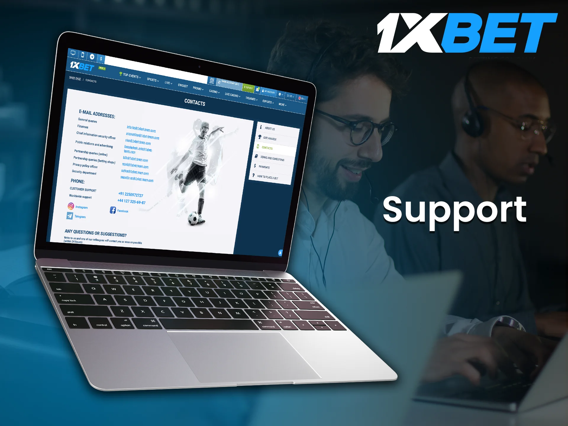 1xBet casino support is always ready to assist you.