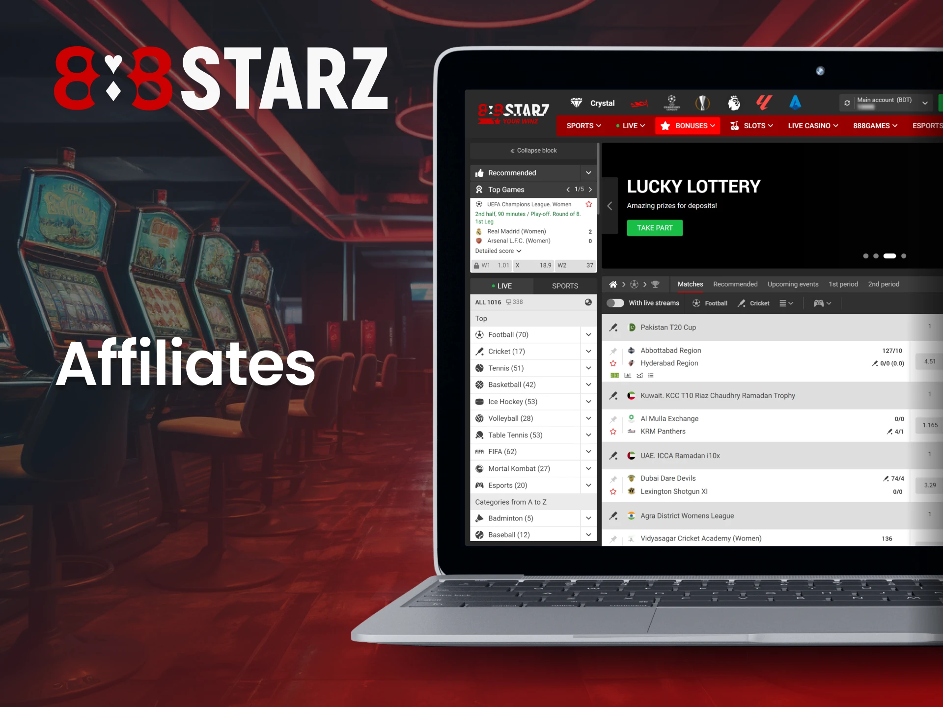 Earn generous commissions with 888Starz affiliates.