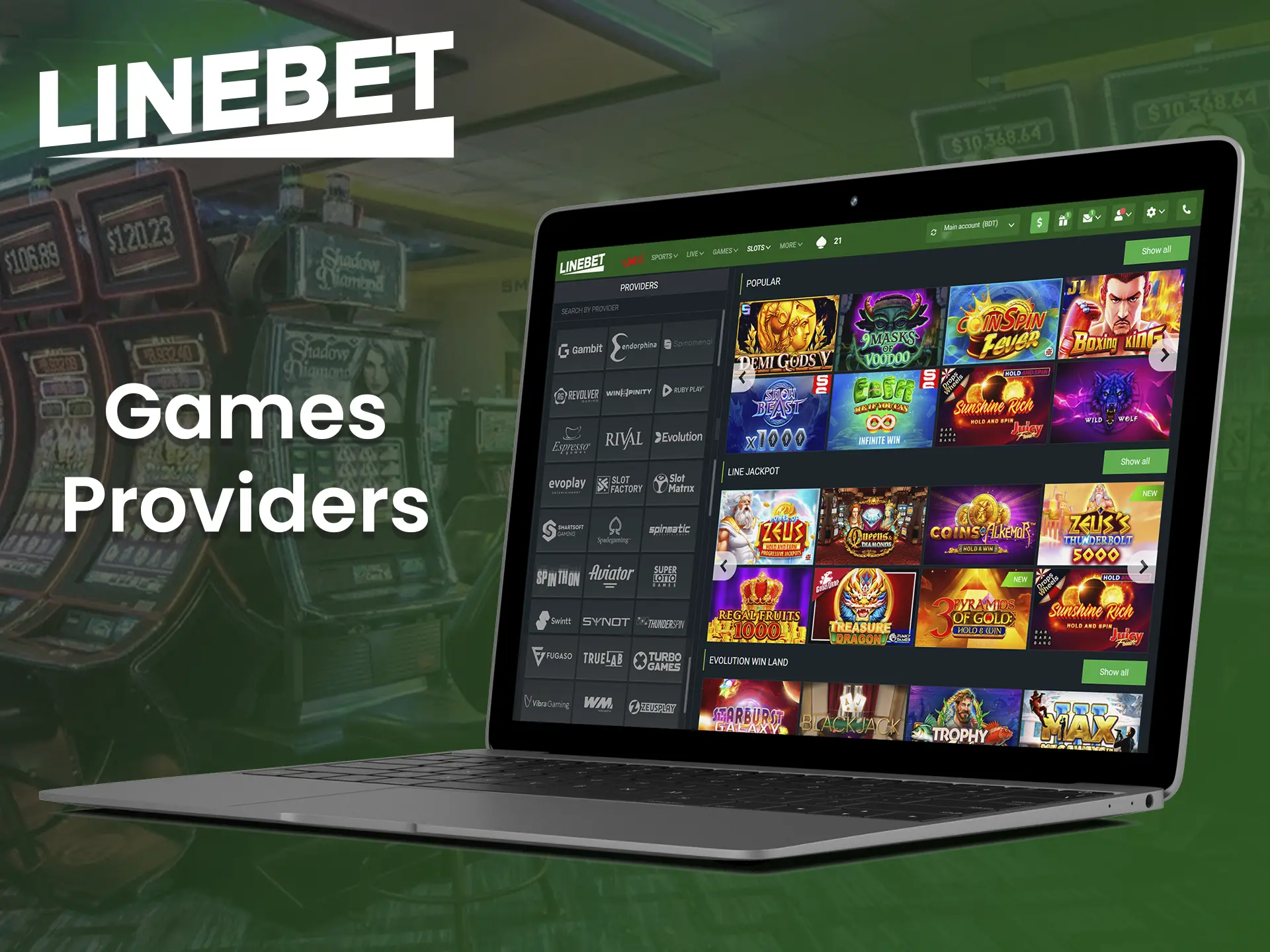 Linebet has a wide range of games from trusted providers.