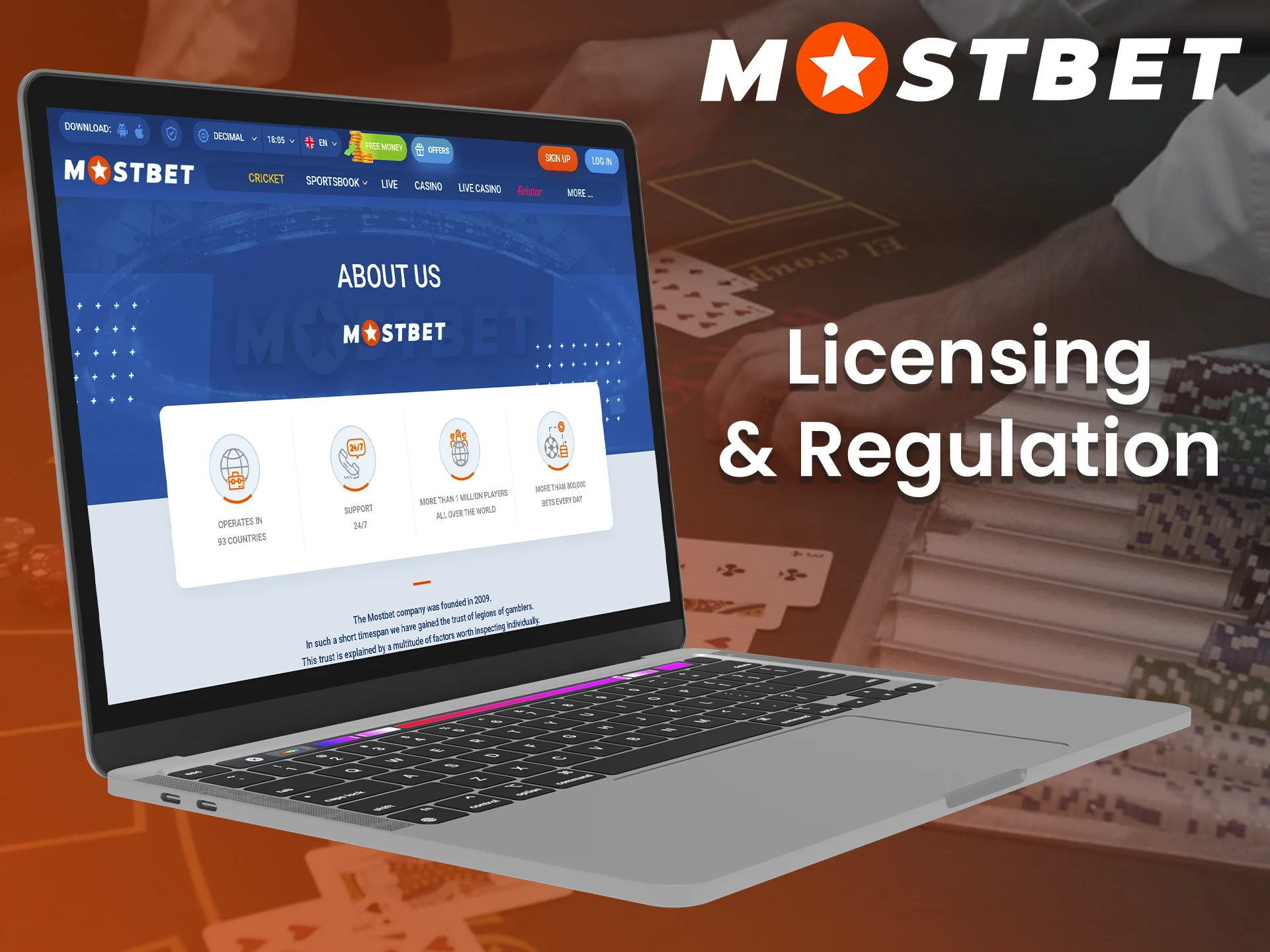 Information about Mostbet casino's license.
