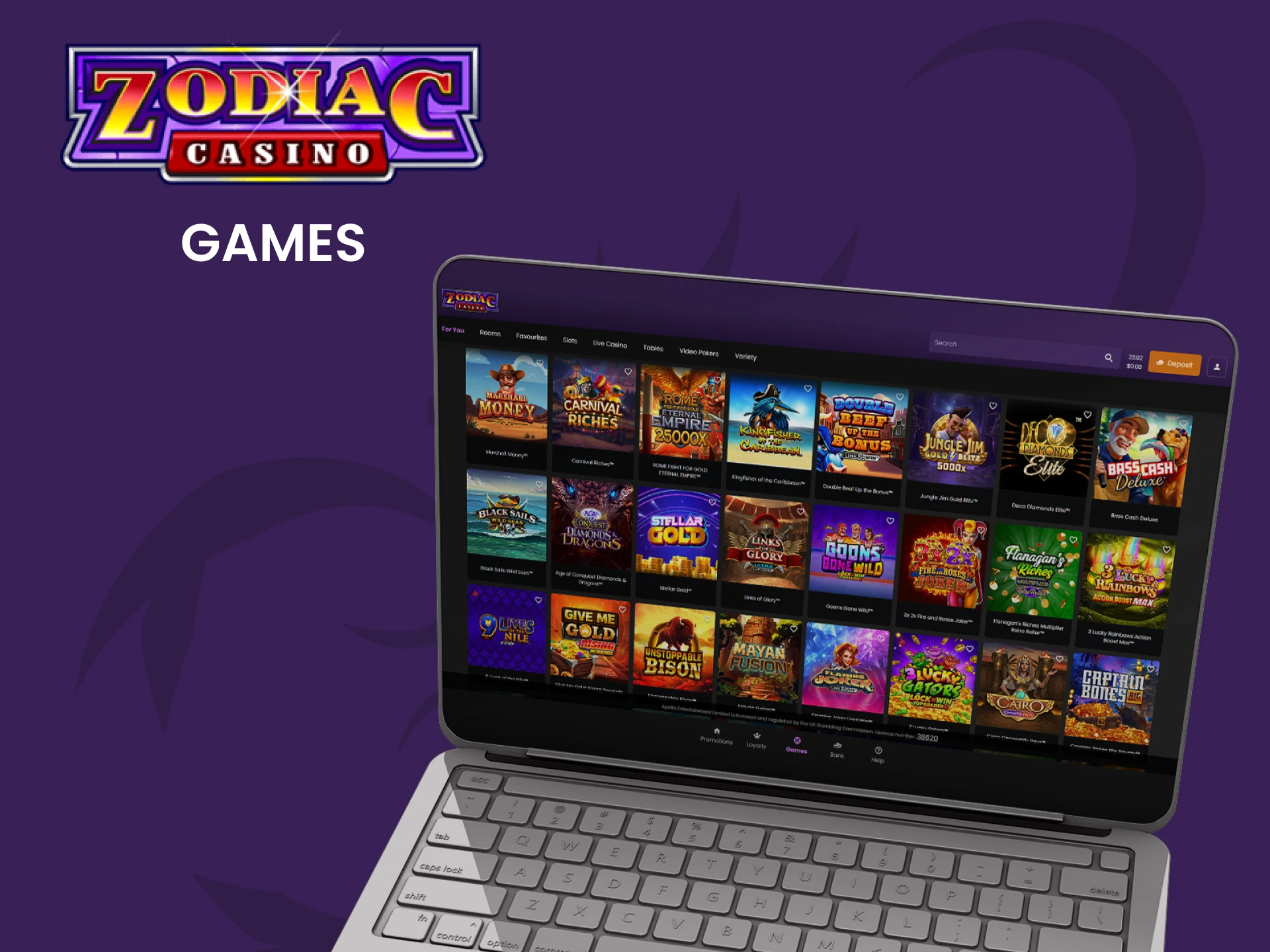 Play Zodiac casino games and win big today.
